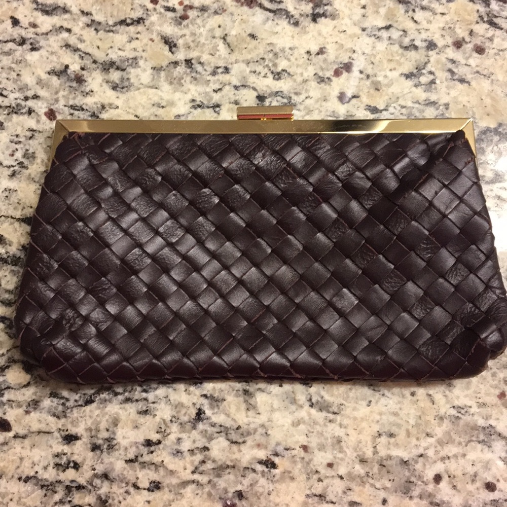 Adrienne Vittadini brown leather clutch